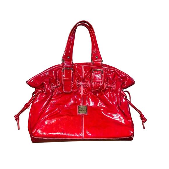 Dooney & Bourke Vintage Red Patent Leather Hayden Shoulder Handbag Purse - Picture 1 of 8